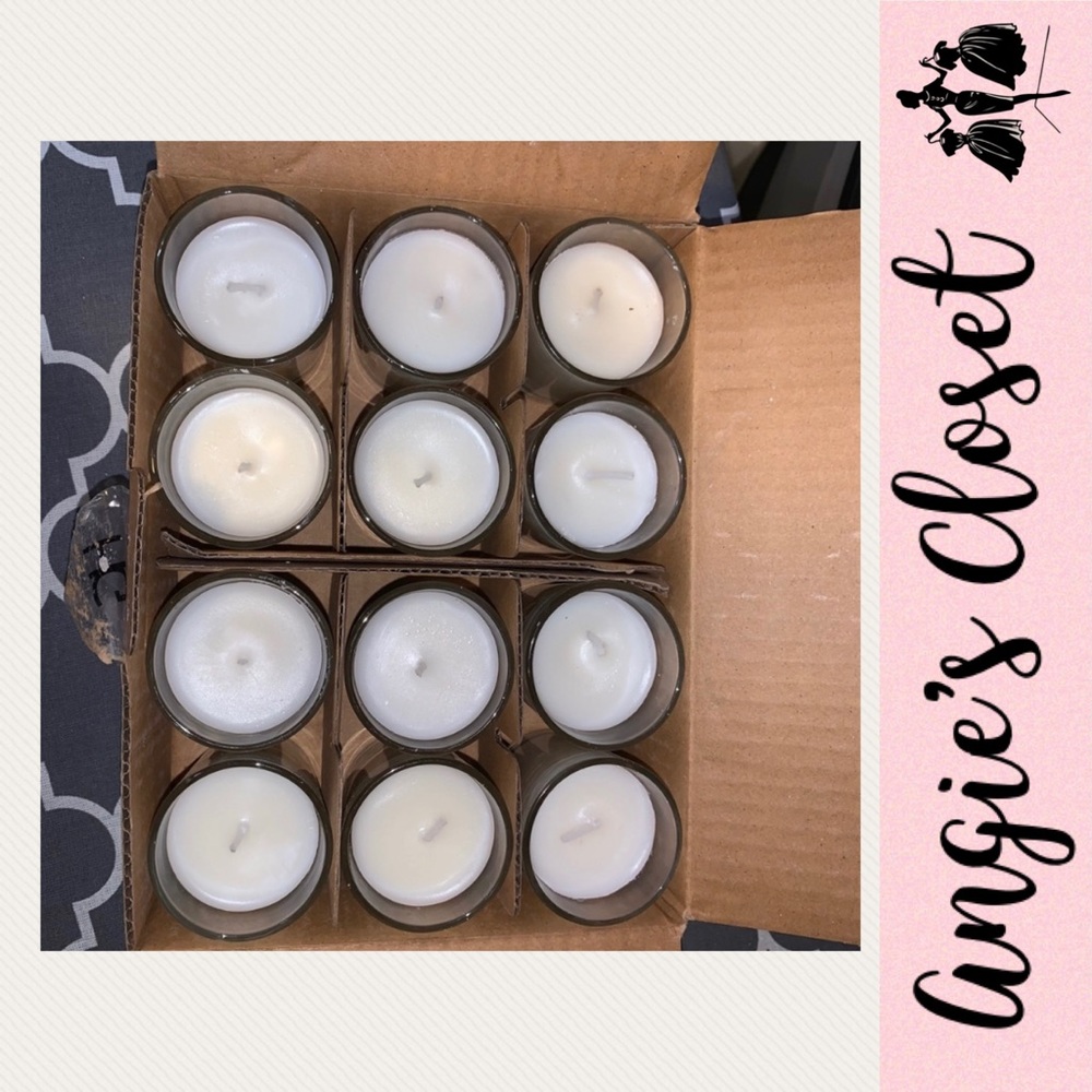 12 White Votives in Glass - Unscented